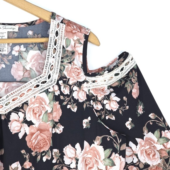 French Laundry Floral Cold Shoulder Top Women's 3X Lace Cottagecore Fairy Whimsy - Picture 9 of 15